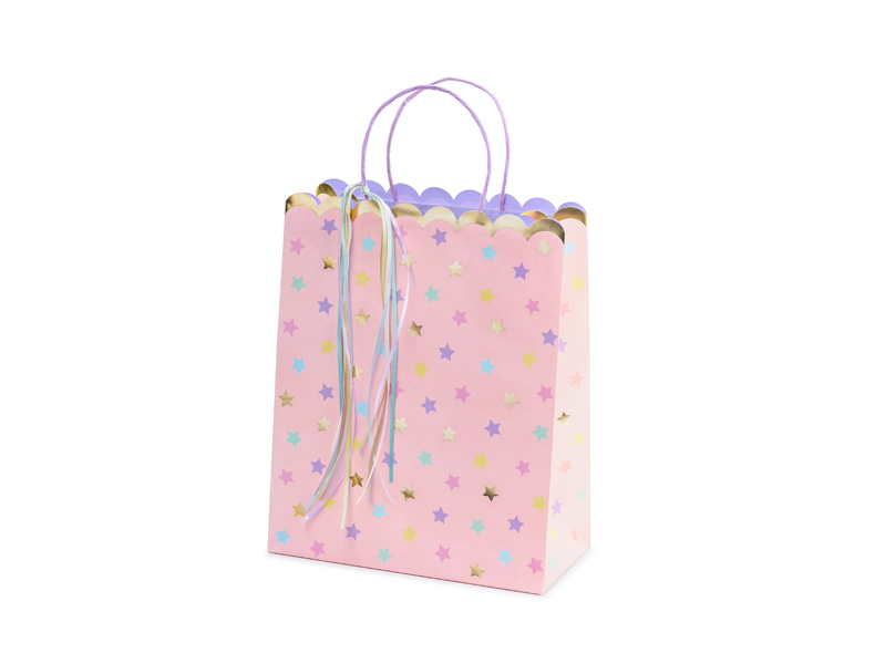 Geschenktüte Sterne rosa 32 cm - Party Deco