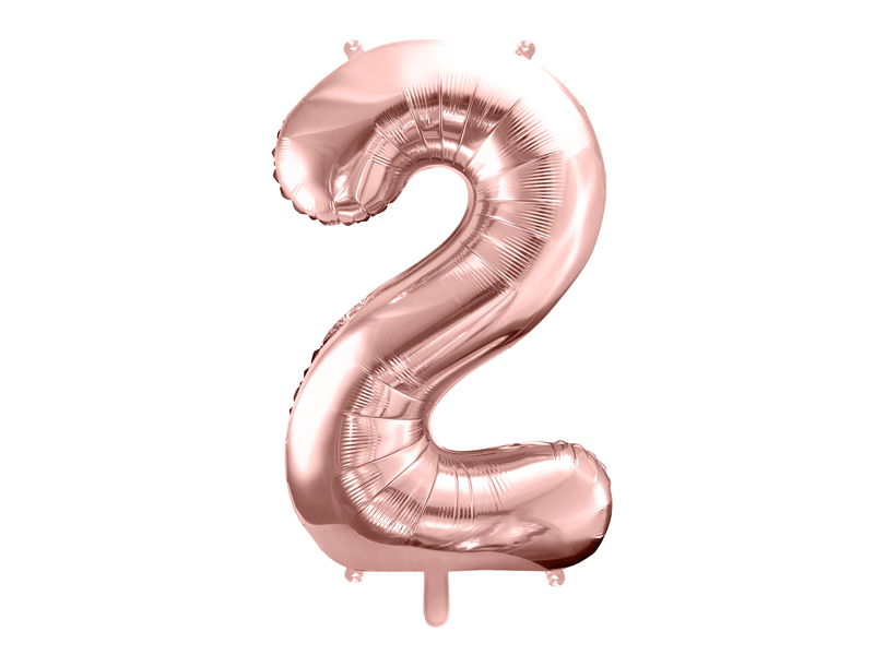 Folienballon Ziffer 2, 86cm, roségold - Party Deco
