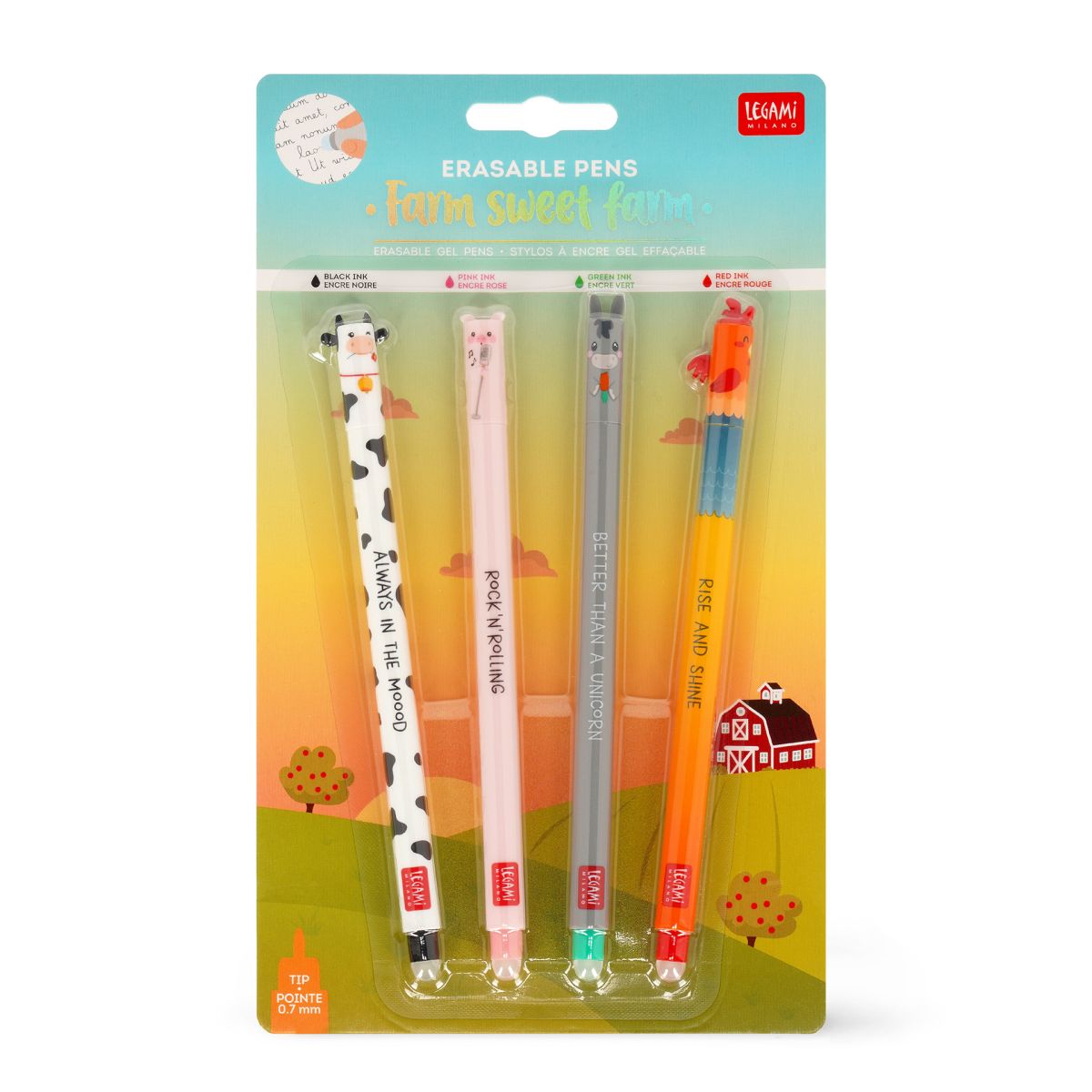 Löschbare Gelstifte 4er Set Farm - Legami