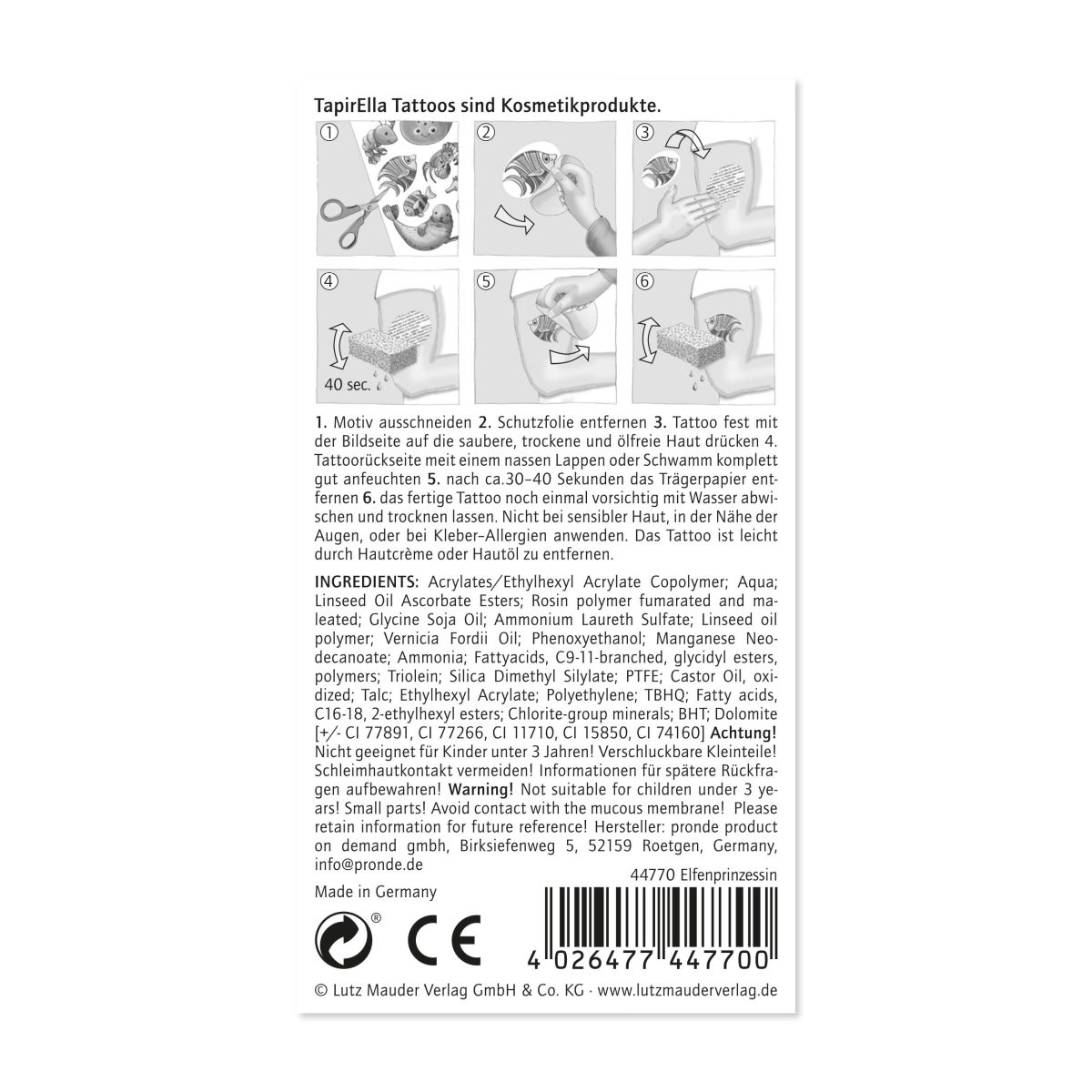Tattoos Elfenprinzessin - Lutz Mauder Verlag (1 Stück)