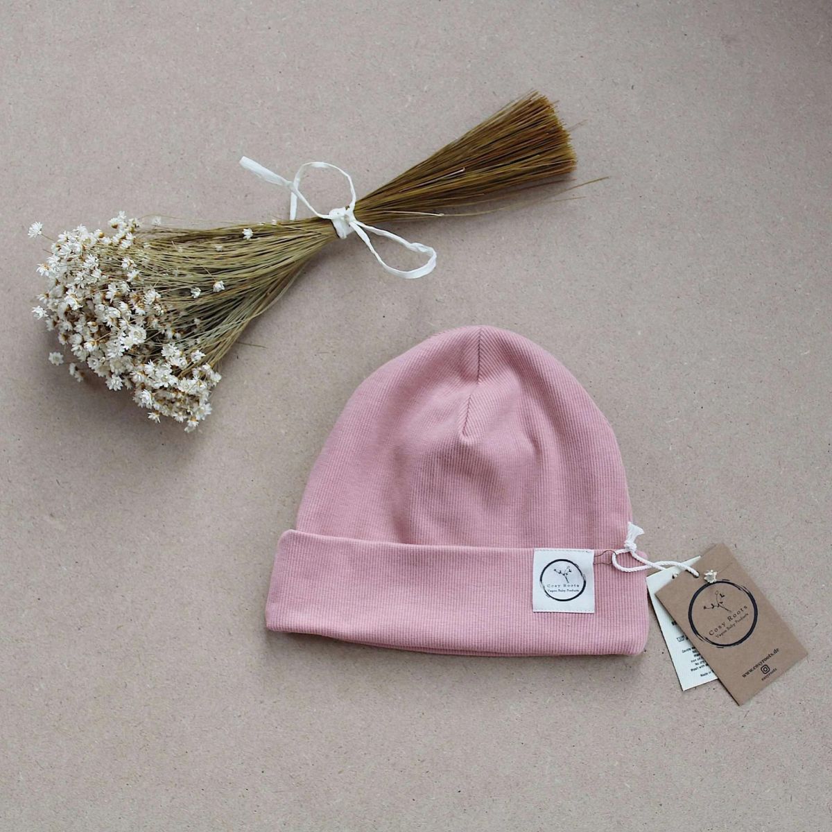 Beanie rosefarben GOTS - ab 52 cm