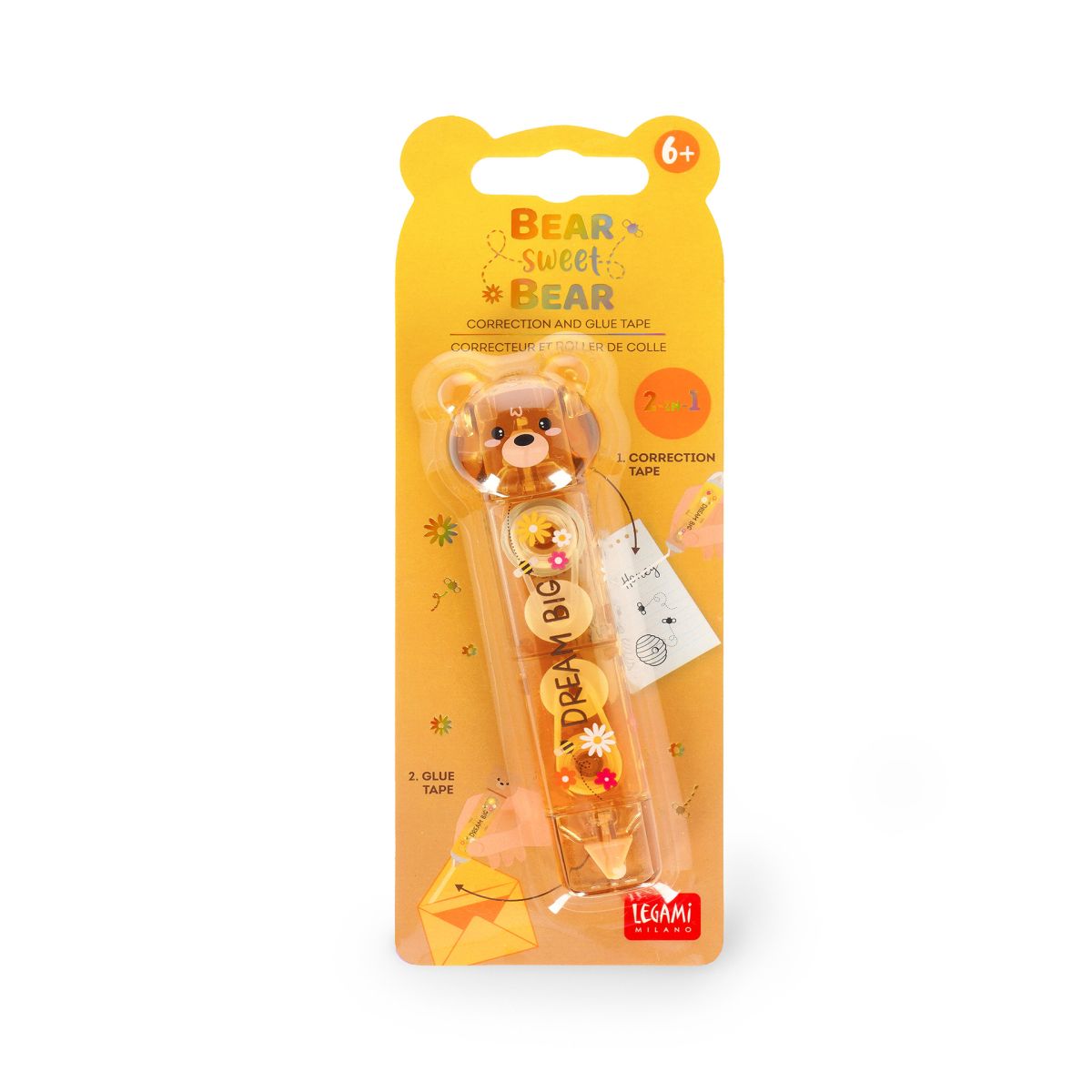 2-In-1 Klebe- und Korrekturroller Teddybär - Legami