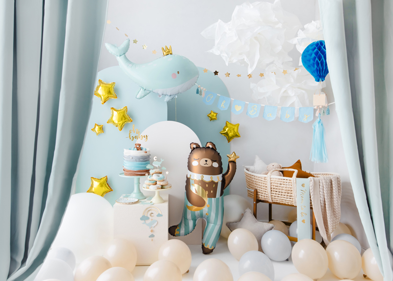 Folienluftballon Wal, 93x60 cm, himmelblau - Party Deco
