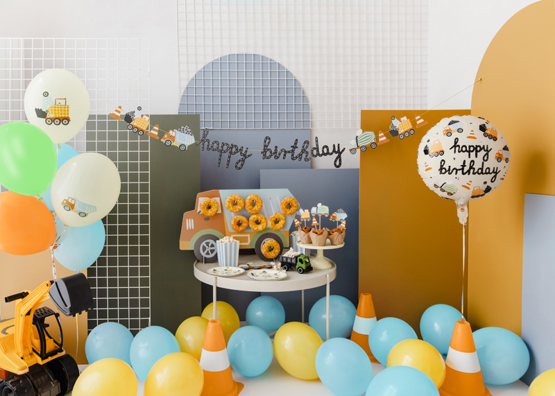 Folienballon Baufahrzeuge, rund 45cm - Party Deco