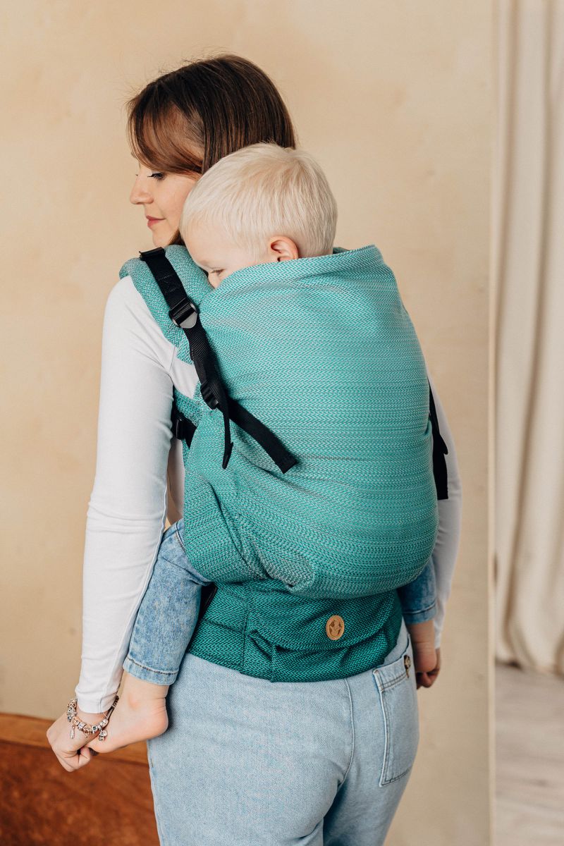 Lenny Lamb Preschool Little Herringbone ombre green - Kleinkindtrage