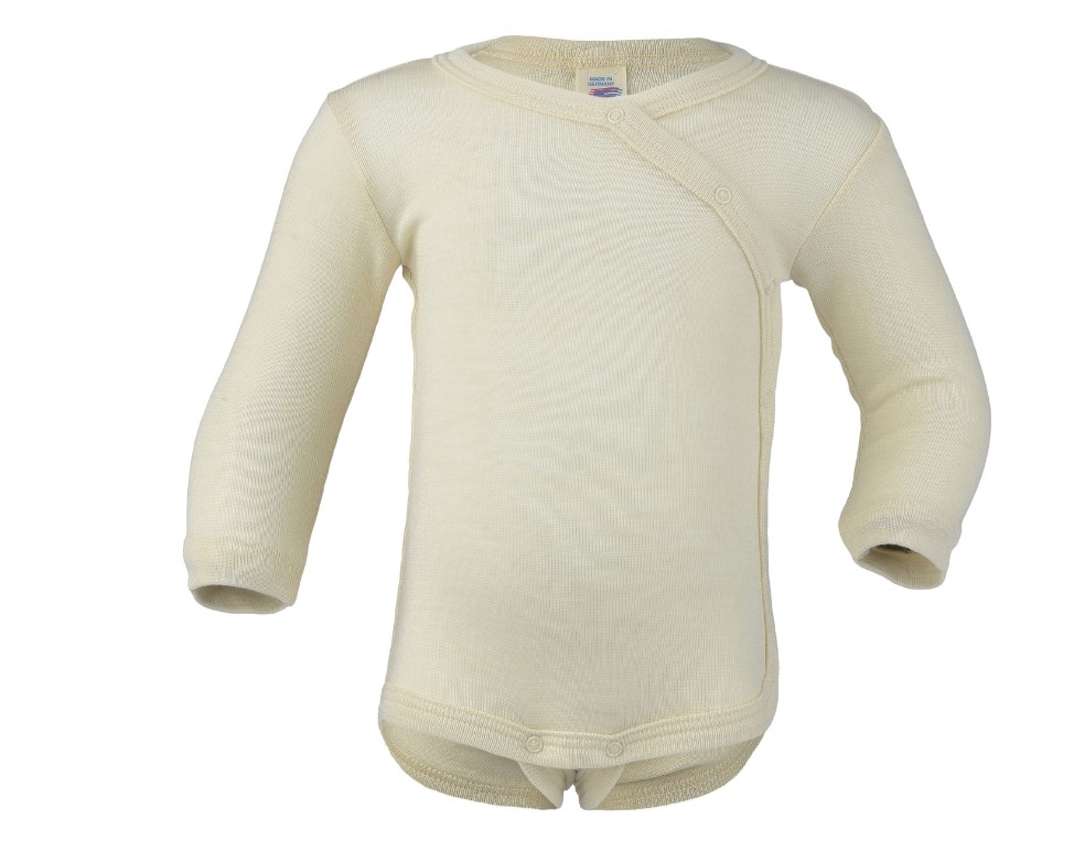 Wickelbody langarm natur Wolle-Seide -50-56
