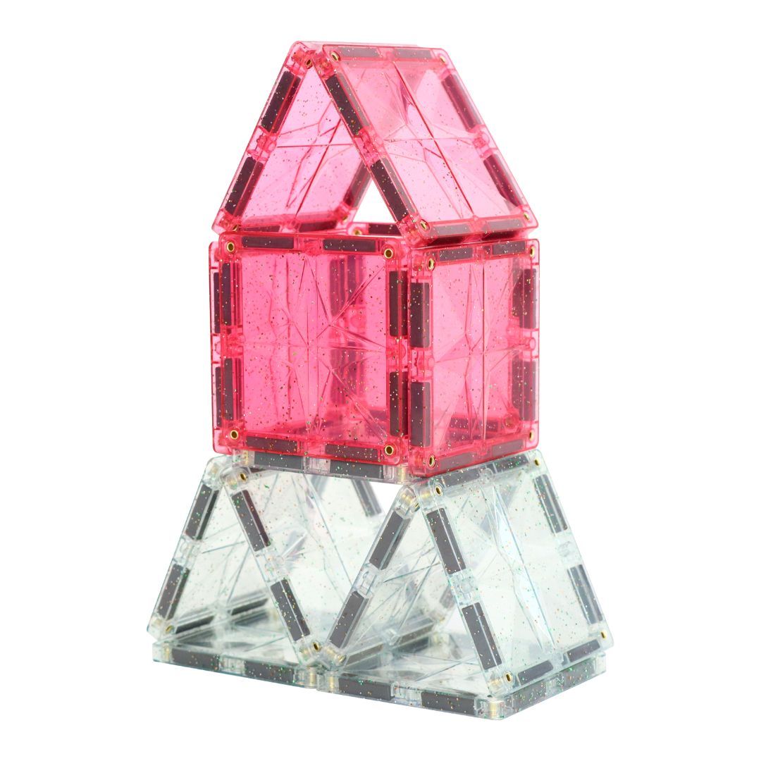 Cleverclixx Glitter Tiles Pack Transparent - Pink (16 Teile)