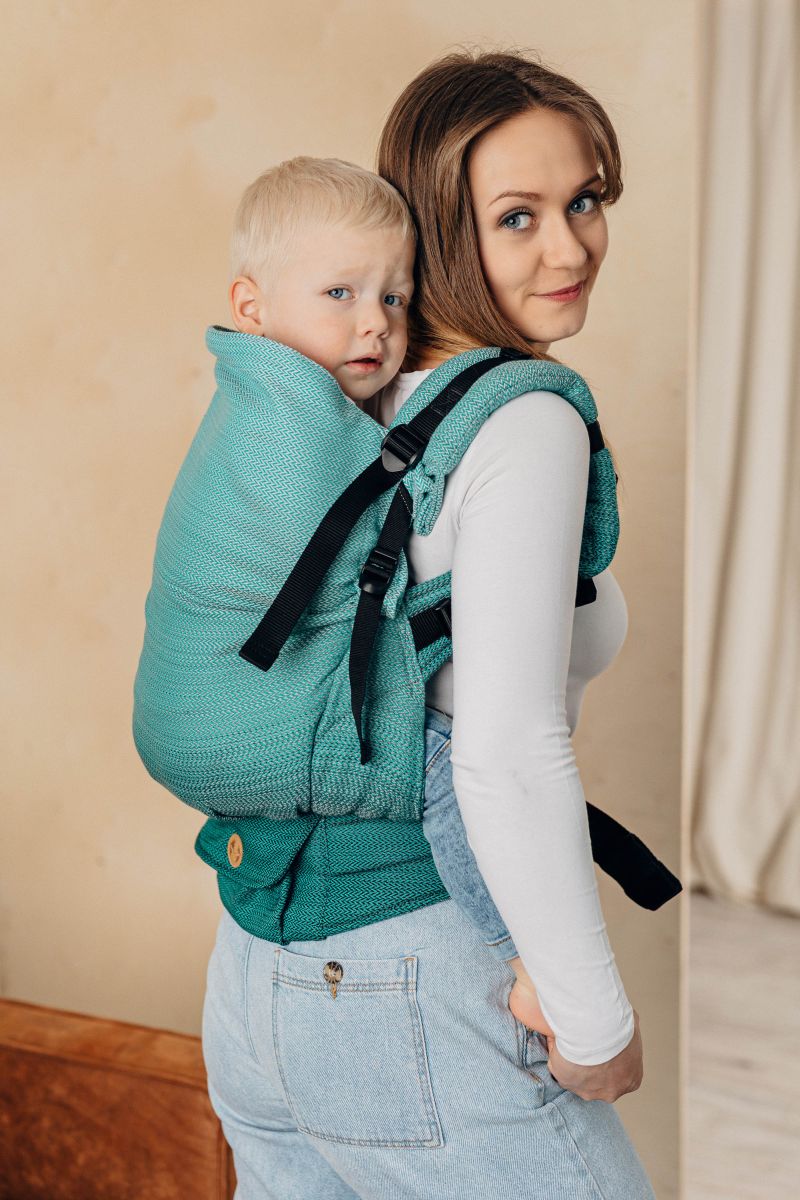 Lenny Lamb Preschool Little Herringbone ombre green - Kleinkindtrage