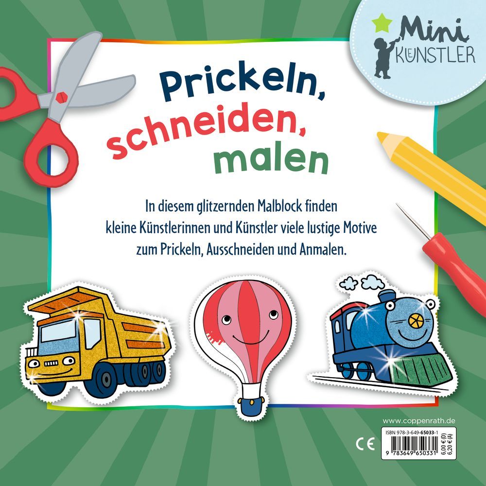 Mein erster Glitzer-Malspaß zum Schneiden + Prickeln: Fahrzeug-Motive (Mini-Künstler)