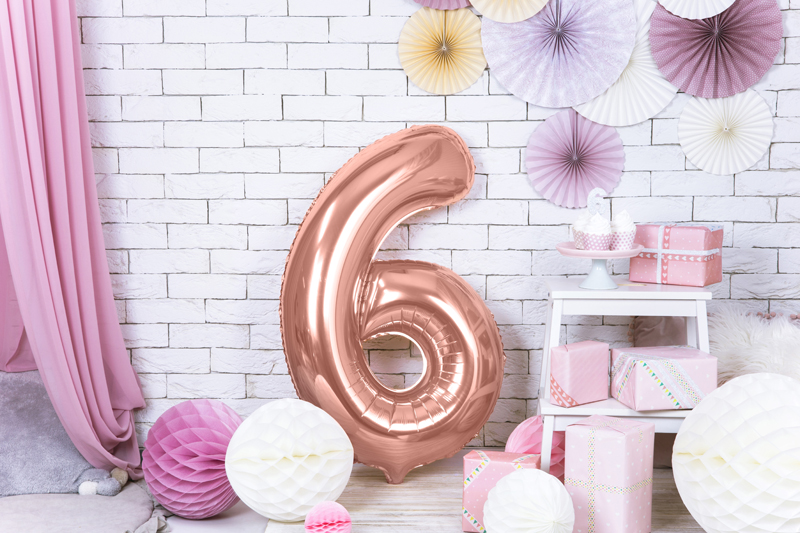 Folienballon Ziffer 6, 86cm, roségold - Party Deco