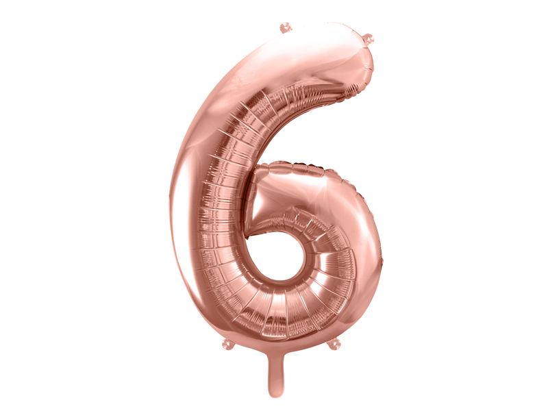 Folienballon Ziffer 6, 86cm, roségold - Party Deco