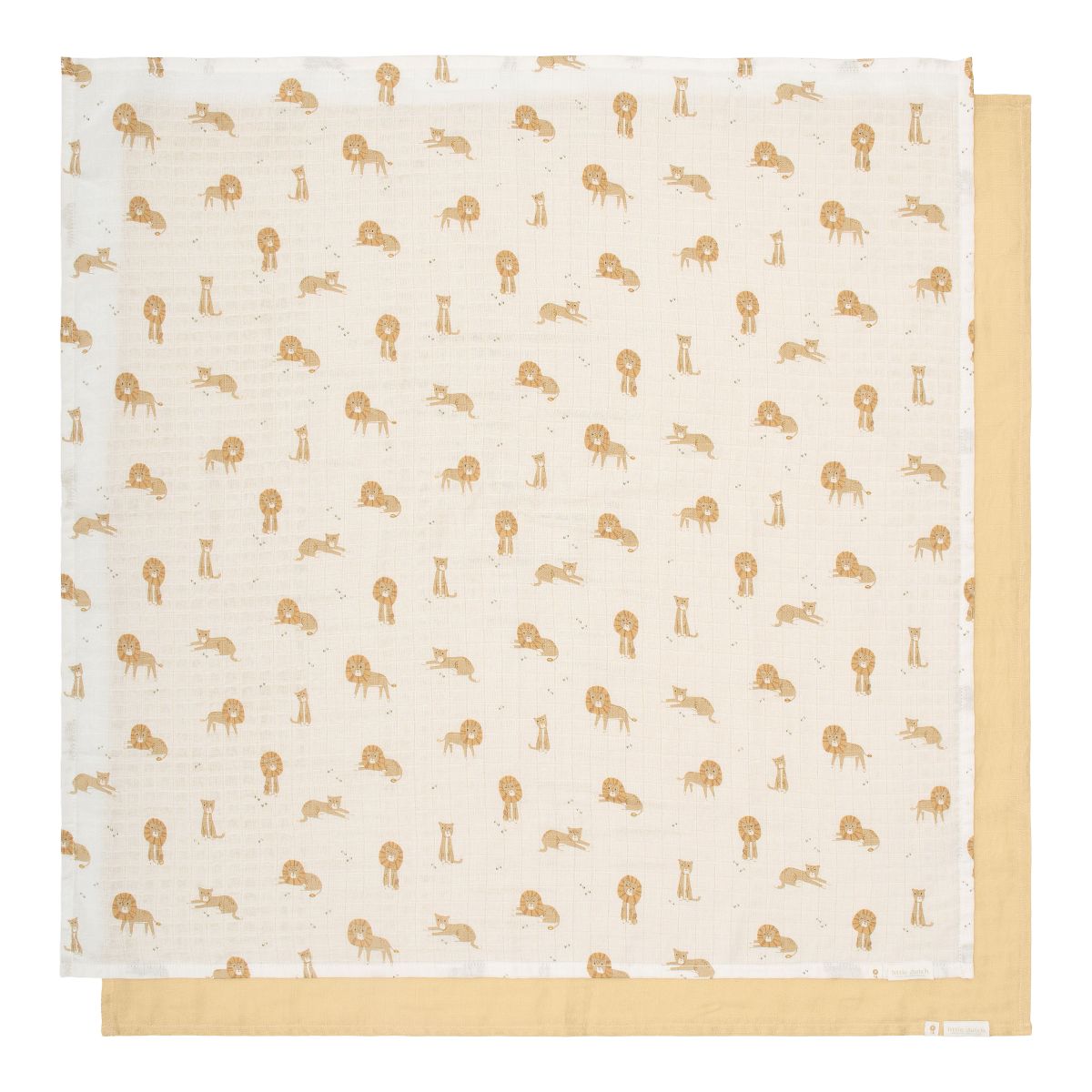 Mulltuch 70x70cm 2er Set gelb Safari Leo - Little Dutch