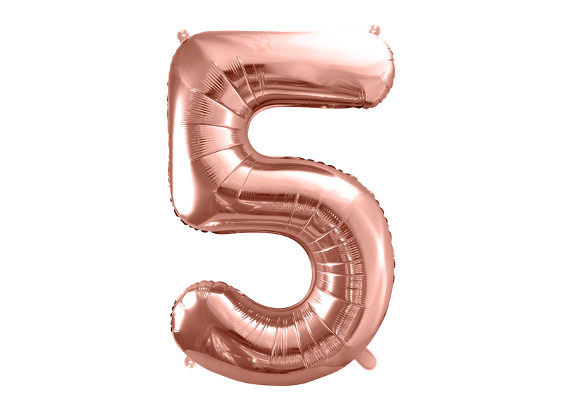 Folienballon Ziffer 5, 86cm, roségold - Party Deco