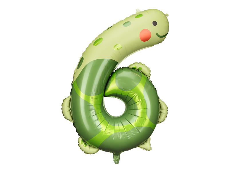 Folienballon Ziffer 6 - Schildkröte, 86cm - Party Deco