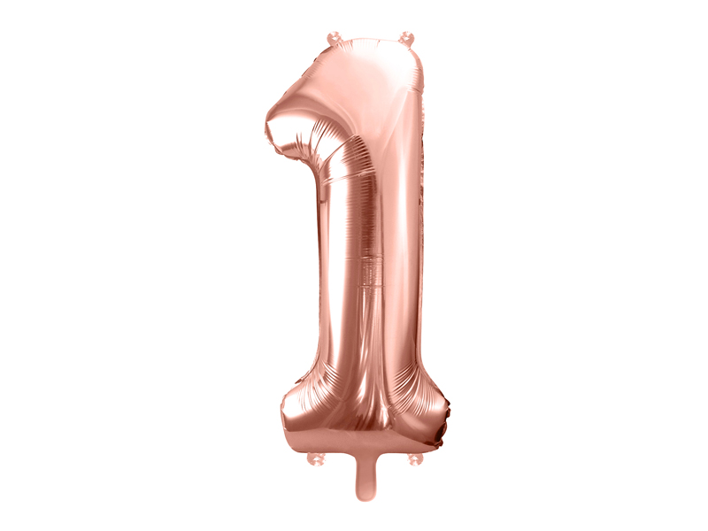 Folienballon Ziffer 1, 86cm, roségold - Party Deco