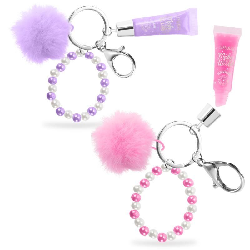 MAW Schlüsselanhänger Pom-Pom inkl. Armband & Lipgloss (verschiedene Designs, 1 Stück)
