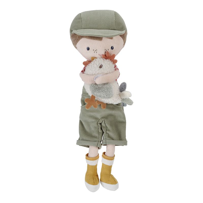Kuschelpuppe Jim mit Huhn 35 cm Little Farm - Little Dutch