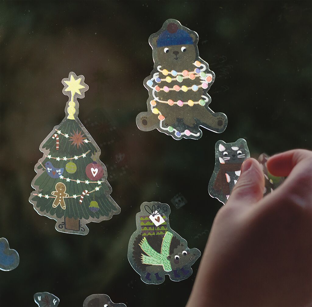 Nachtleuchtendes Fenstersticker-Set Weihnachten