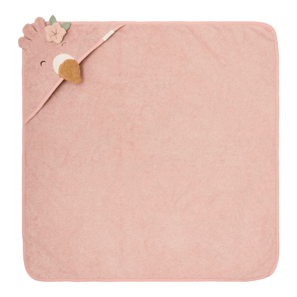 Badetuch 100x100cm mit Kapuze Flamingo rosa - Little Dutch