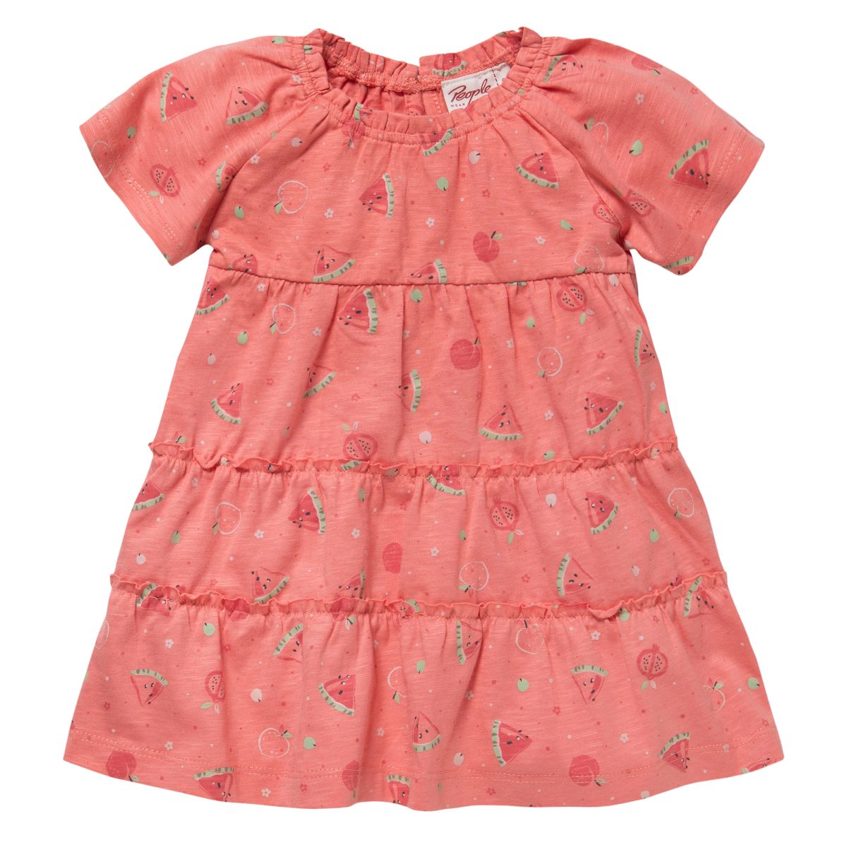 Kurzarm Kleid rot Früchte GOTS - 74-80