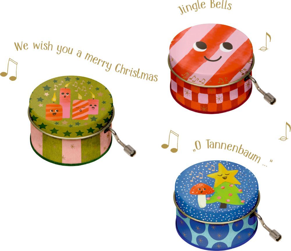 Metallspieluhr - Fröhliche Weihnachten (verschiedene Designs, 1 Stück)
