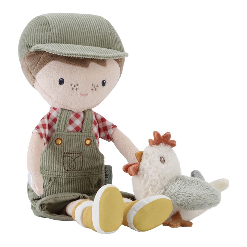 Kuschelpuppe Jim mit Huhn 35 cm Little Farm - Little Dutch