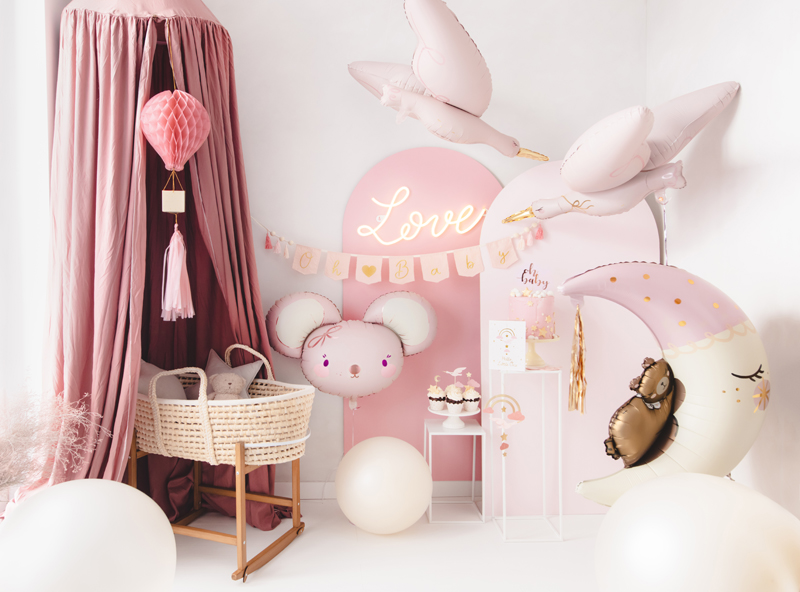 Folienballon Maus, 96x64 cm, hellrosa - Party Deco