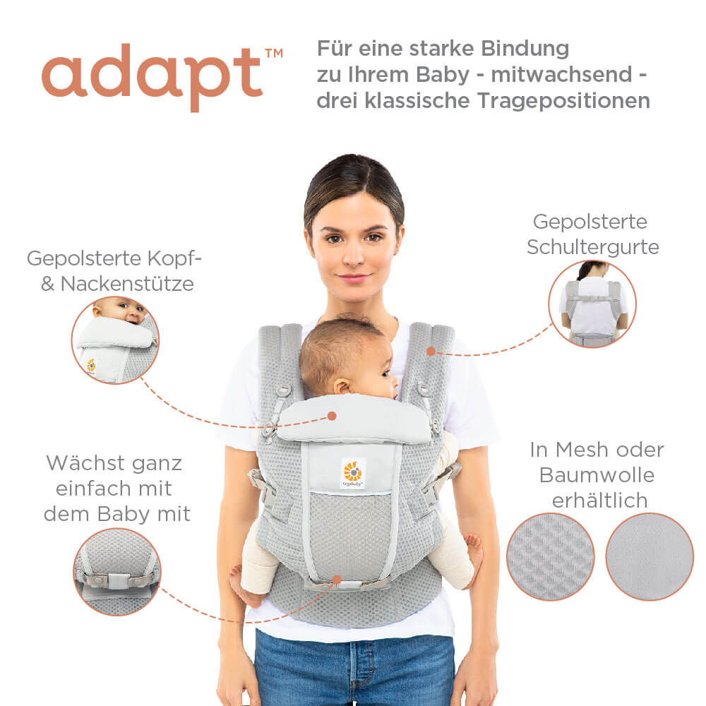 ergobaby Adapt Soft Flex Mesh Pearl Grey Baby Carrier