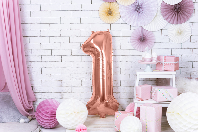 Folienballon Ziffer 1, 86cm, roségold - Party Deco
