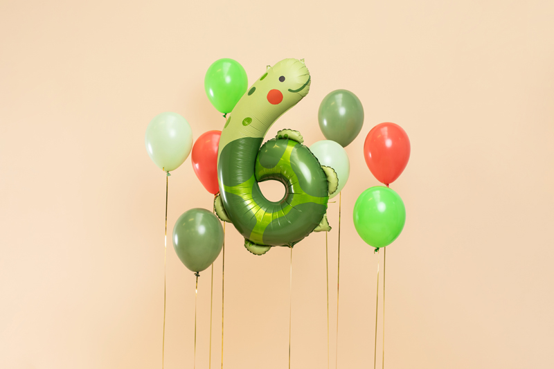 Folienballon Ziffer 6 - Schildkröte, 86cm - Party Deco
